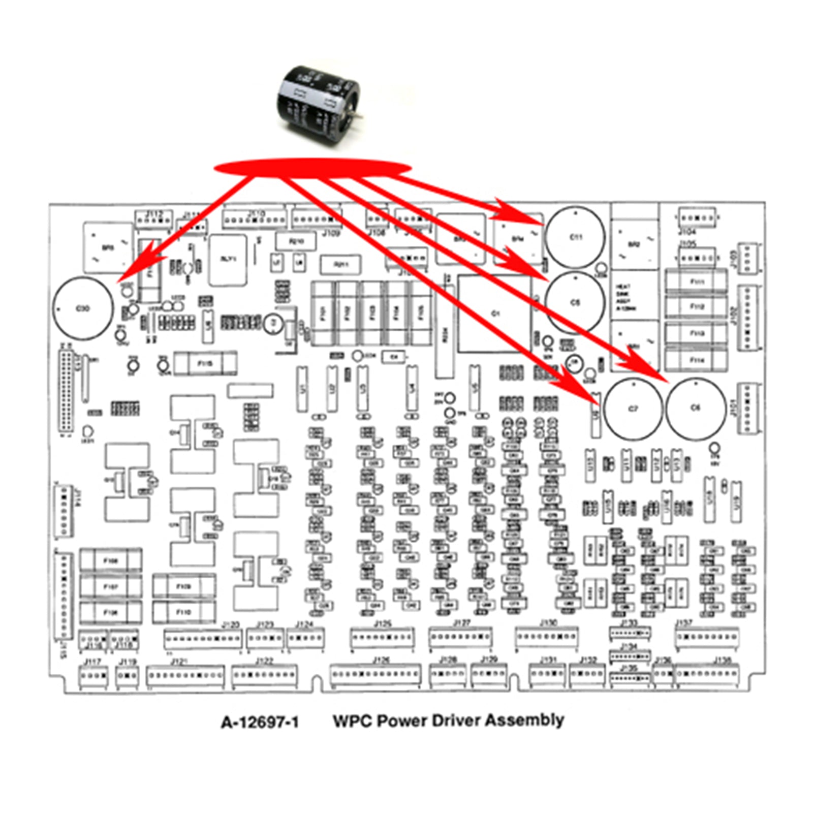 Nitro Pinball Sales Pinball Machine s Parts and accessories - Capacitor - 15,000uf 35v / 5040-12313-00