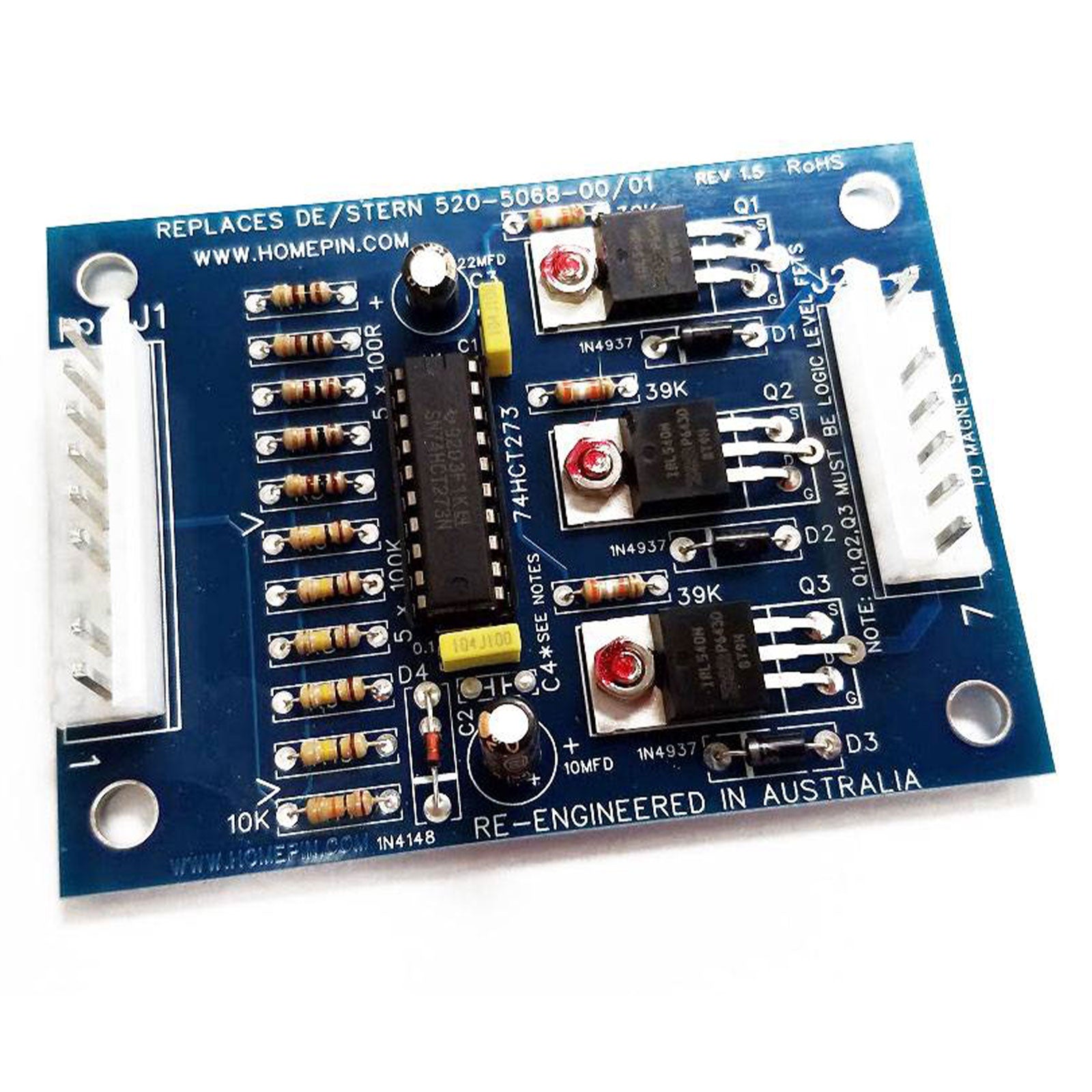 Nitro Pinball Sales Parts and Accessories Homepin - Stern/Data East Magnet/Auxiliary Driver Board - DE/Sega/Stern: DE520-5068-00 / 01