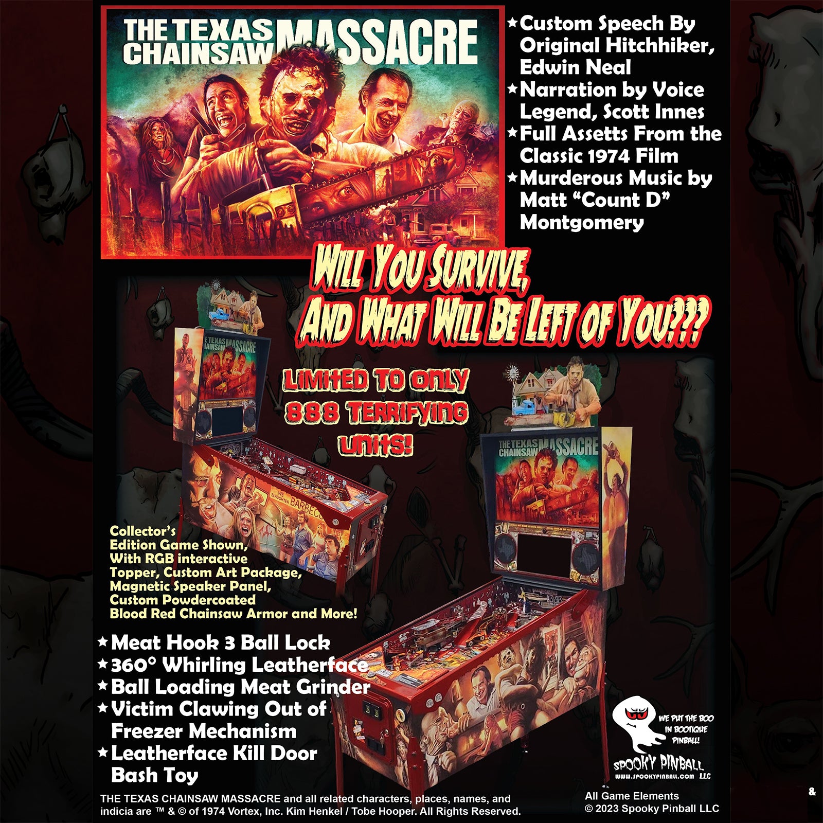 Nitro Pinball Sales USA Texas Chainsaw Massacre Collector's Edition Spooky Pinball