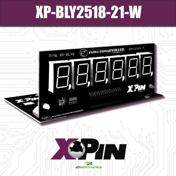 Nitro Pinball Sales Parts & Accessories XP-BLY2518-21-W BALLY/STERN 6-DIGIT DISPLAY: WHITE