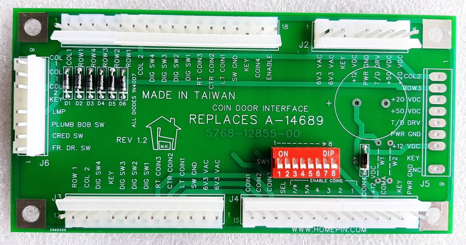 Coin Door Interface Board and Spacer A-14689