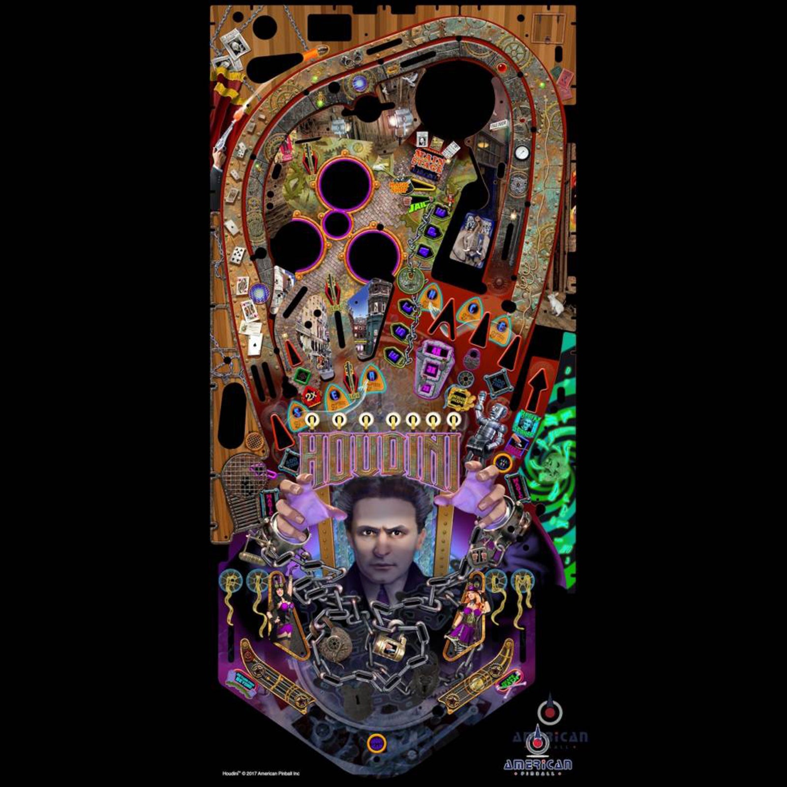 Nitro Pinball Sales Pinball Accessories Houdini Master of Mystery Playfield Print