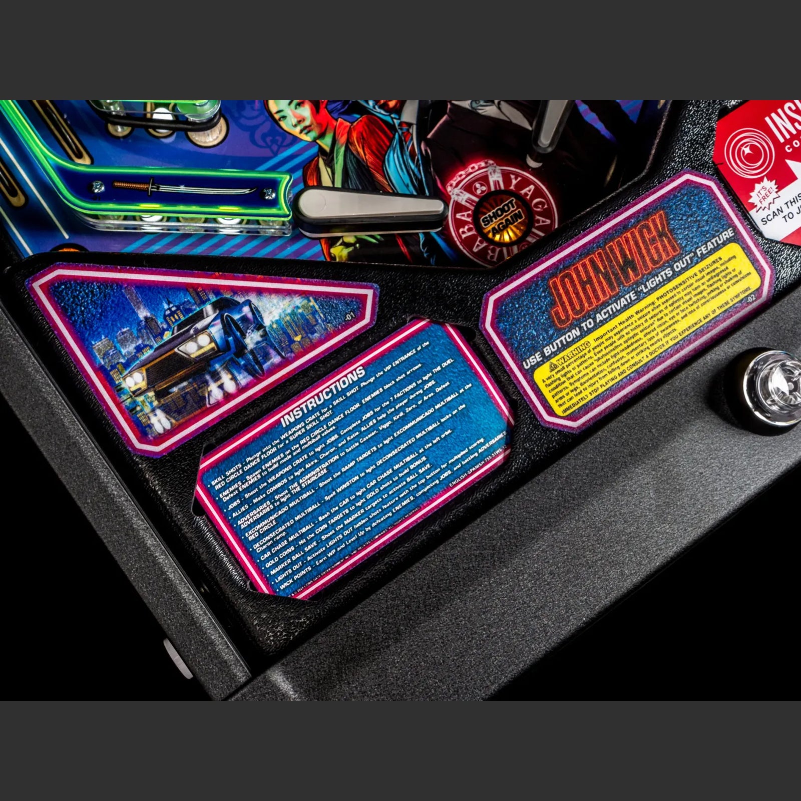 Nitro Pinball Sales USA Stern John Wick Pro Pinball Machine Playfield