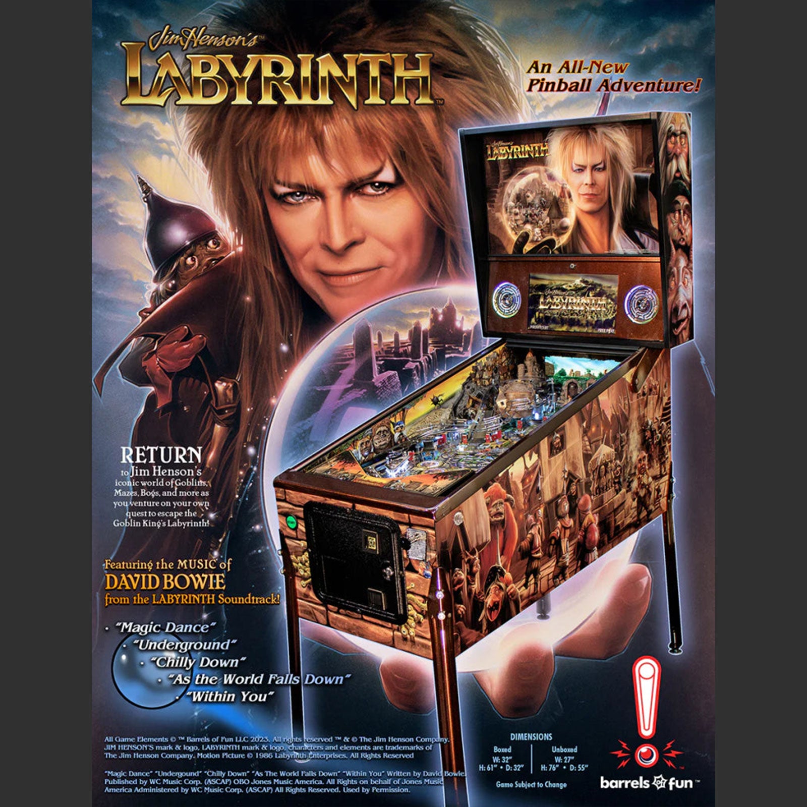 Nitro Pinball Sales USA Barrels of Fun Pinball Machine Jim Henson’s Labyrinth