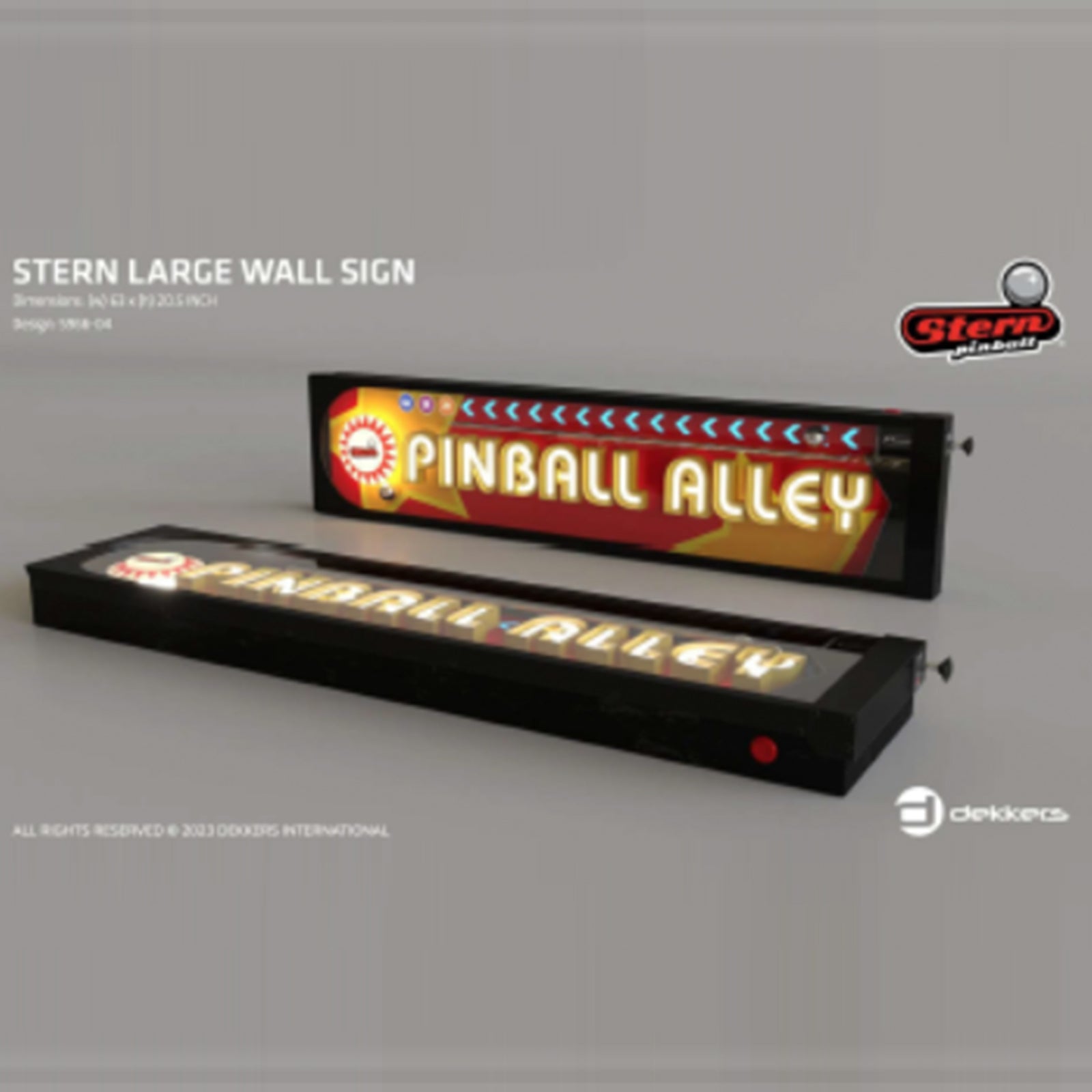 STERN "PINBALL ALLEY" LIGHT-UP SIGN Pinball Accessories Sales