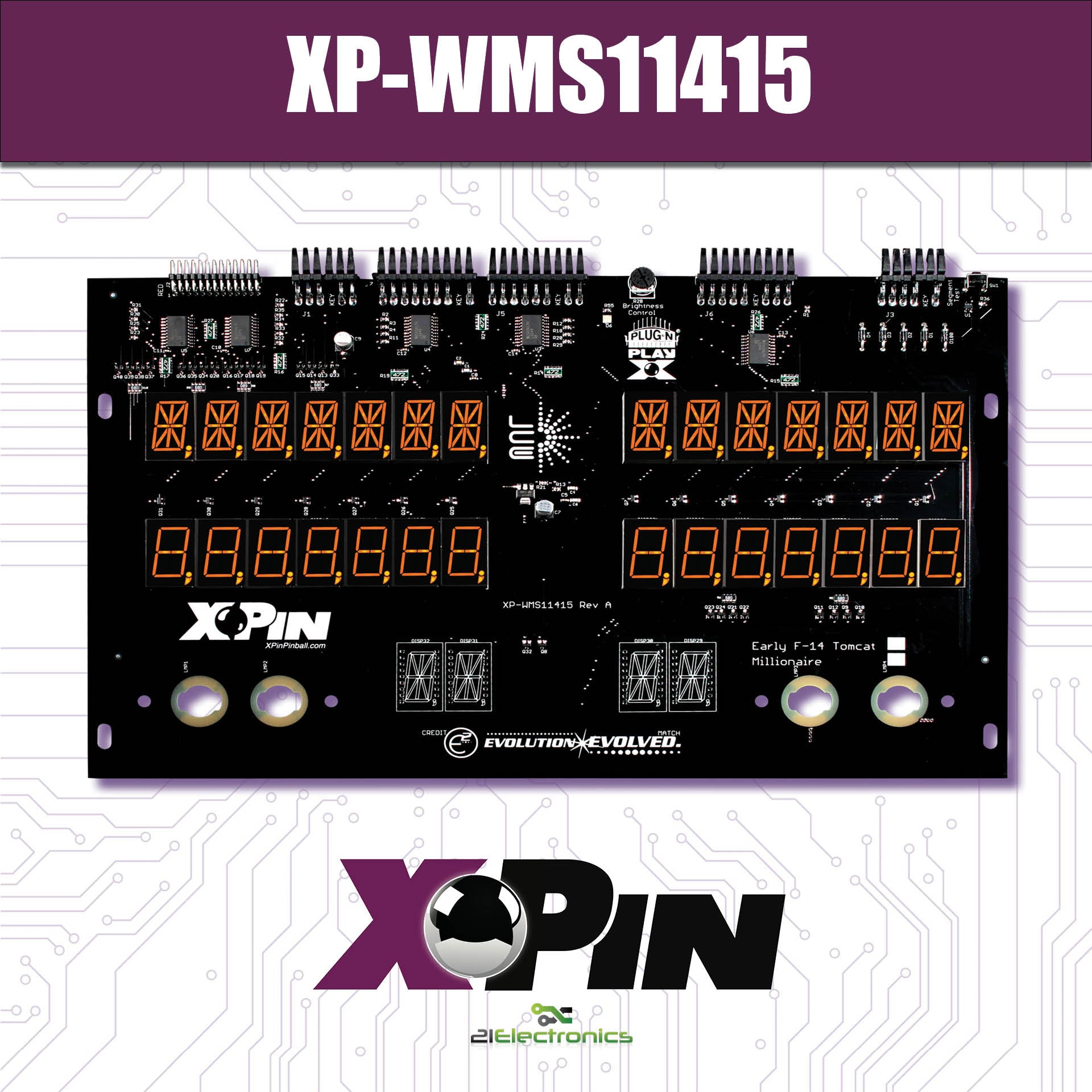 XP-WMS11415-F / WILLIAMS SYSTEM 11A: F-14 TOMCAT / 7 DIGIT DISPLAY: ORANGE